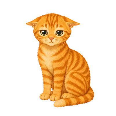 Waffle, a ginger tabby kitten, sitting with her ears turned out